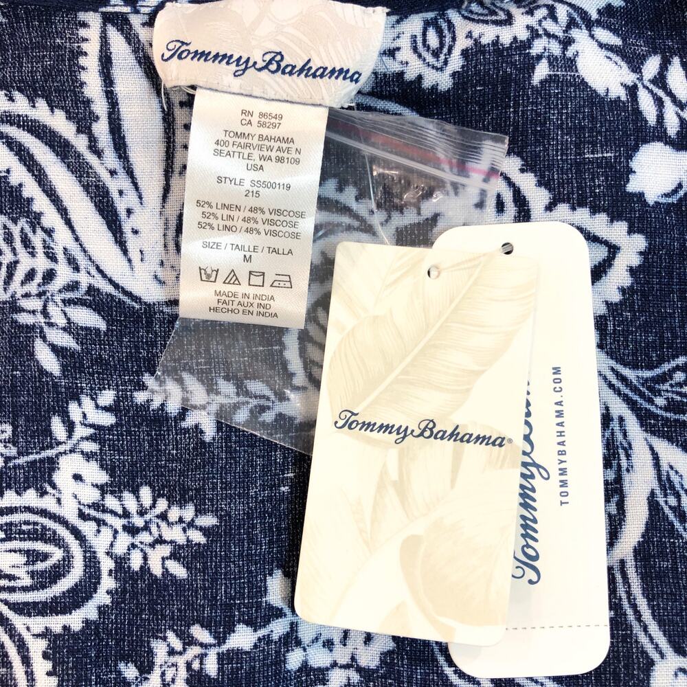NWT Tommy Bahama Delft Floral Linen Blend Boyfriend Shirt - Picture 5 of 10